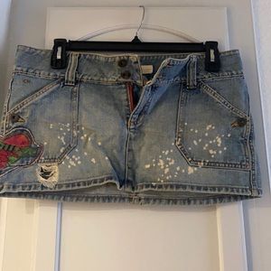 Distressed mink skirt